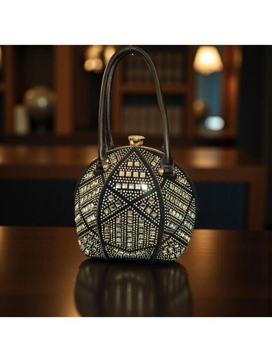 Handbags - DOME SHAPED RHINESTONE SATCHEL